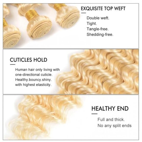 Brazilian Unprocessed Virgin Hair Extensions Blonde - Picture 3 of 3